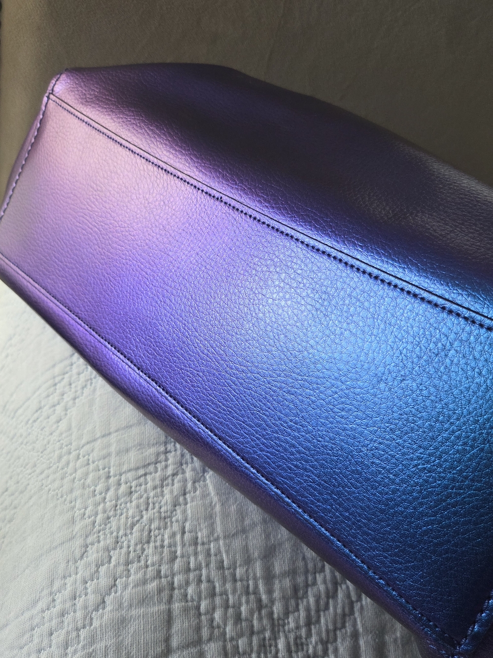 Coach Iridescent Purple-Blue Leather Tote - Picture 6 of 9